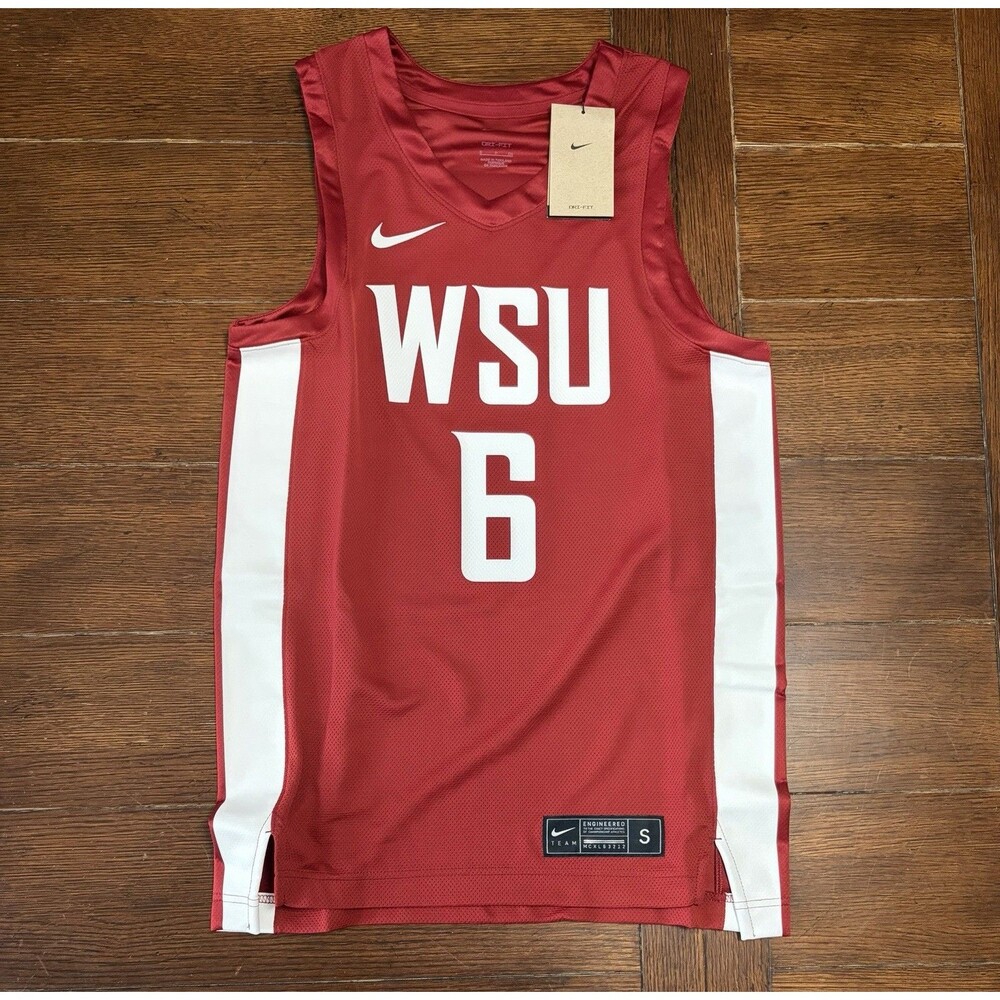 NWT Washington State Cougars Red #6 Nike Team Dri-Fit Basketball Jersey Men's S